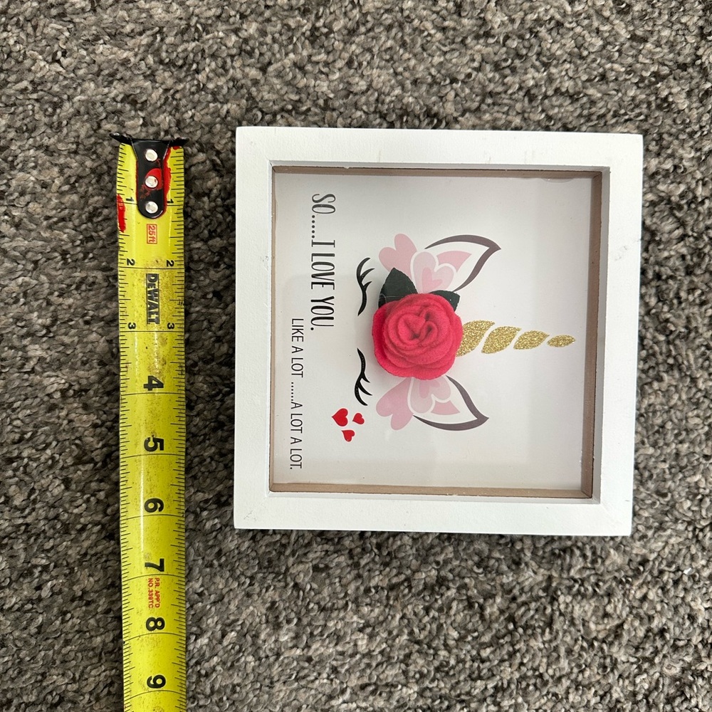 Unicorn Floral Shadow Box Wall Art - White Frame, Pink & Gold Accents - Picture 2 of 2